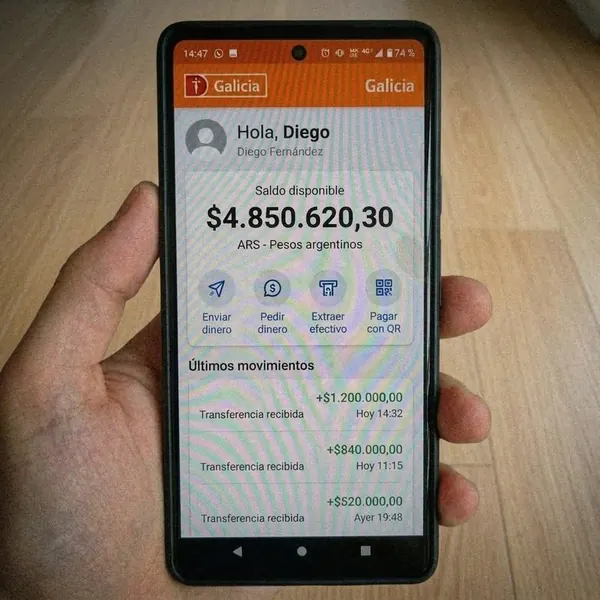 Screenshot Banco Galicia — transferencias de Eisen Peak