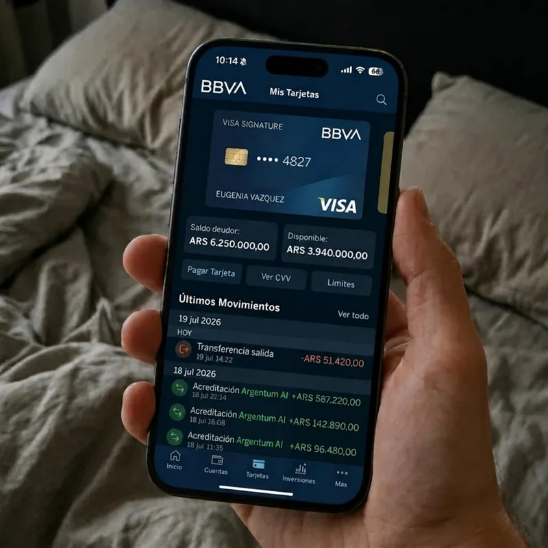 Screenshot BBVA — transferencias de Eisen Peak